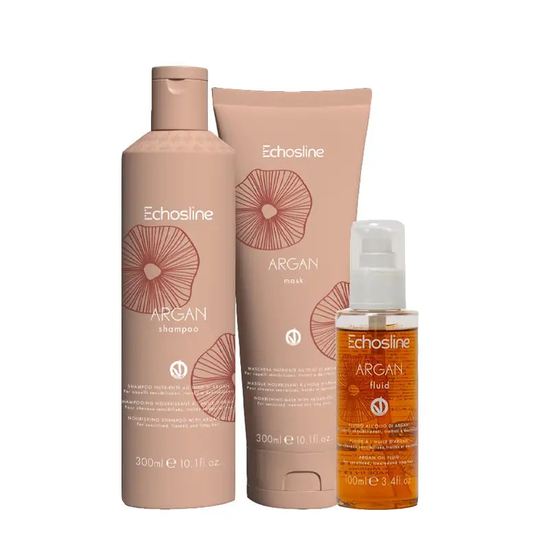 Kit Argan Shampoo 300ml + Mask 300ml + Fluid Oil 100ml Echos