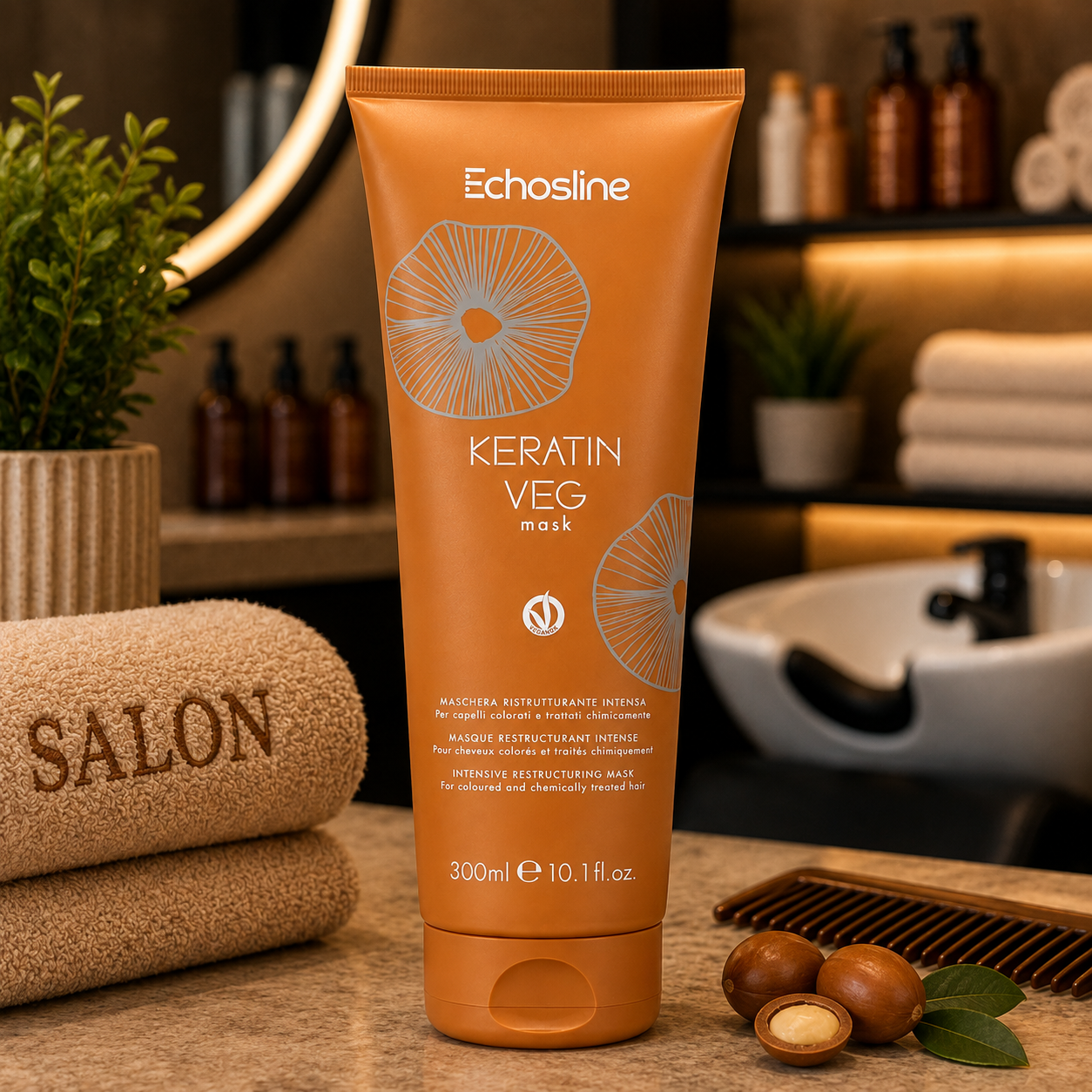 Echosline Keratin Veg Mask 300 ml Ricostruzione