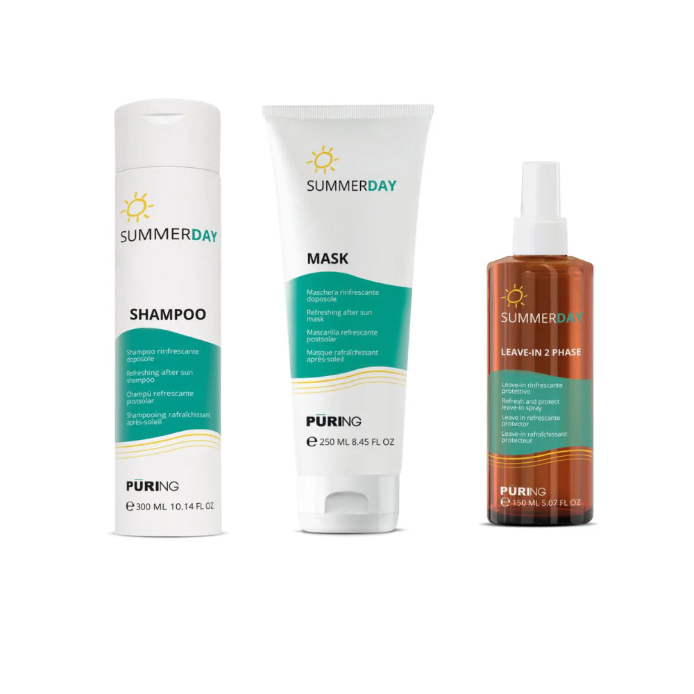 Kit Puring Summerday 2026 shampoo, mask, spray Omaggio Borsa mare+Telo Fouta