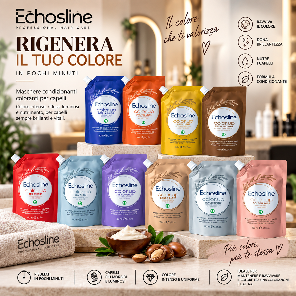 Color Up Vegan Energy 150ml ECHOSLINE Farbregenerierende Maske