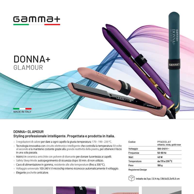 Piastra Professionale per Capelli Donna+ Glamour GAMMA PIU