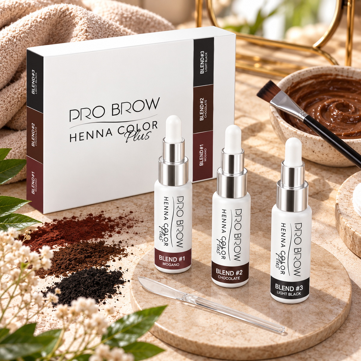 Kit Pro Brow Henna Color Plus 3 Polveri Blend