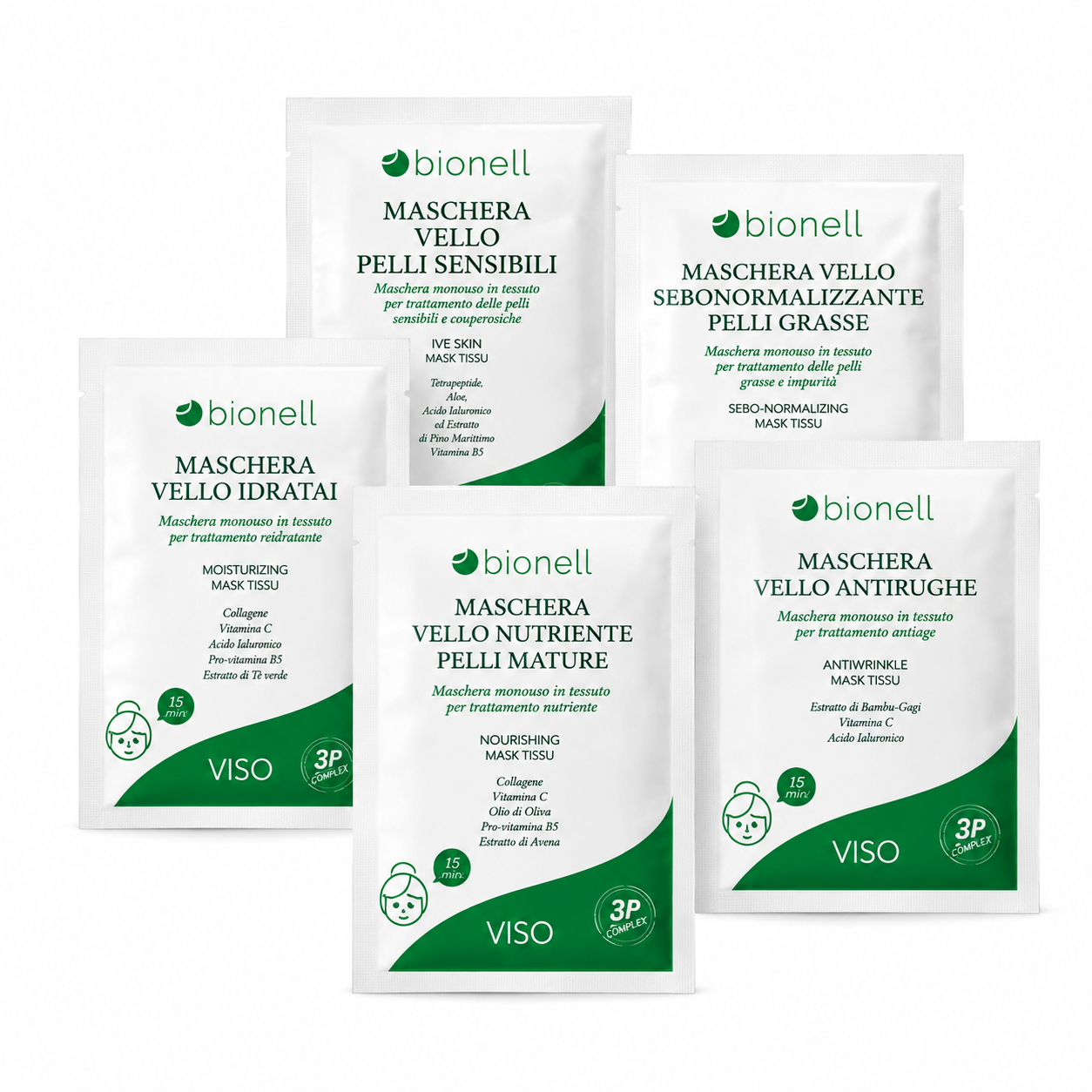 Bionell Vliesmaske zur intensiven Gesichtsbehandlung