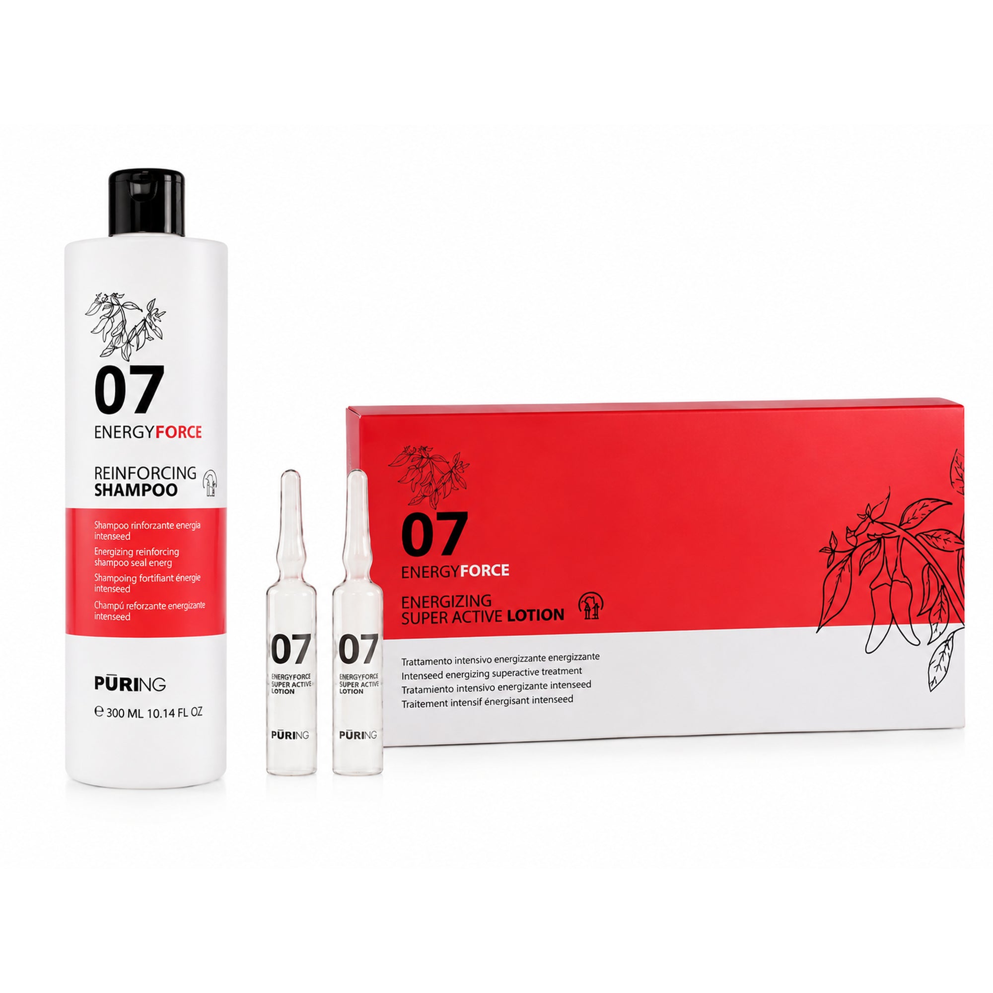 Kit Rinforzante Force Energizing Superactive fiali+Shampoo 300ml Puring