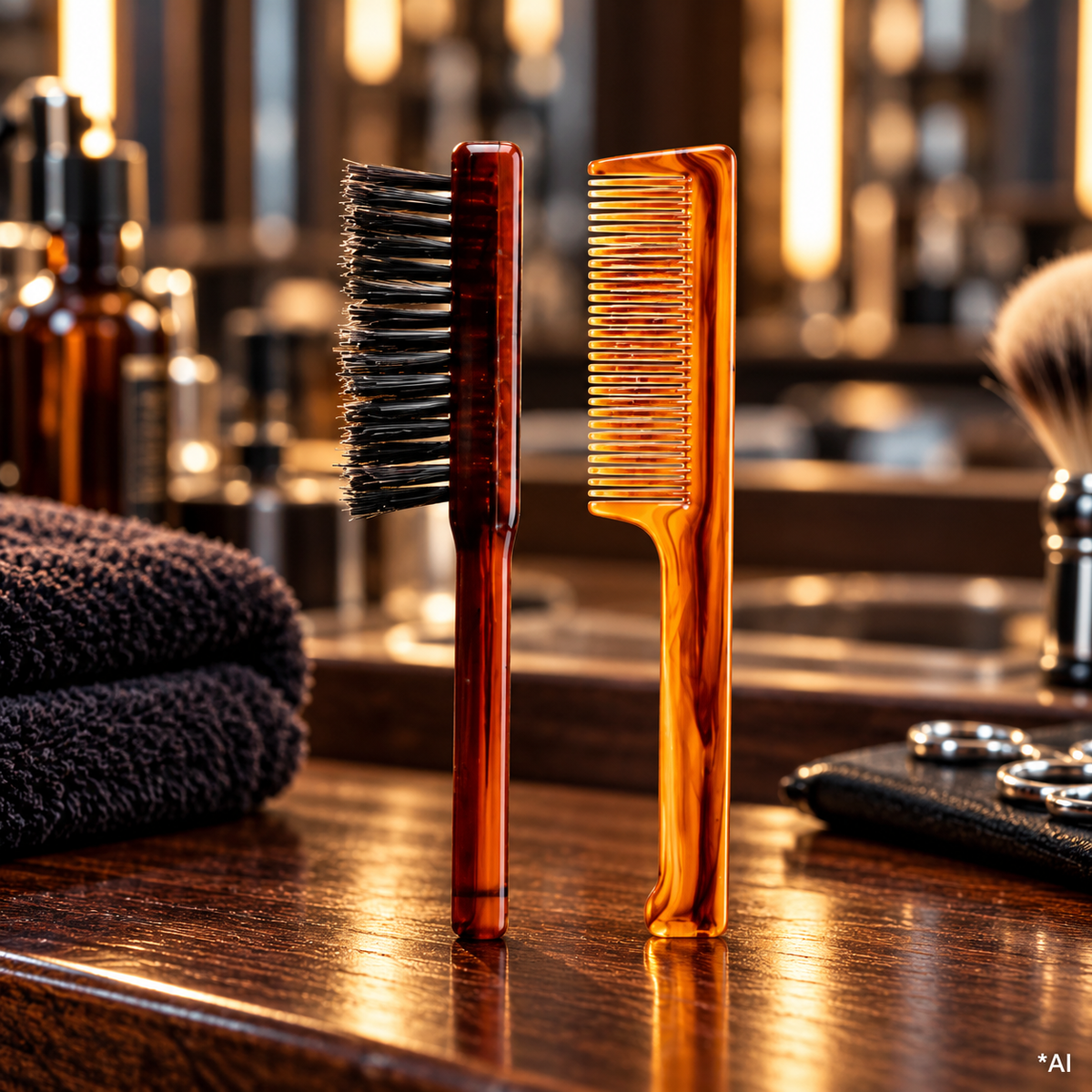 GUENZANI Professionelles Schildpatt-Schnurrbart-Set