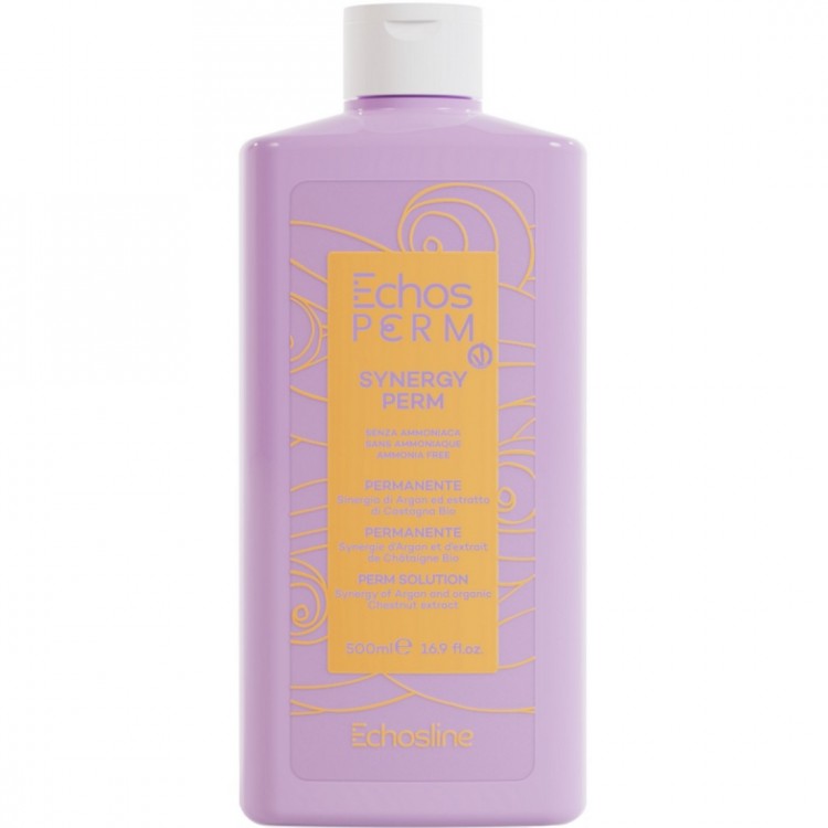 Permanente unica polifunzionale senza Ammoniaca, indicata per tutti i tipi di capello, con Cheratina e Olio di Argan Sinergy Perm ECHOSLINE 500ml