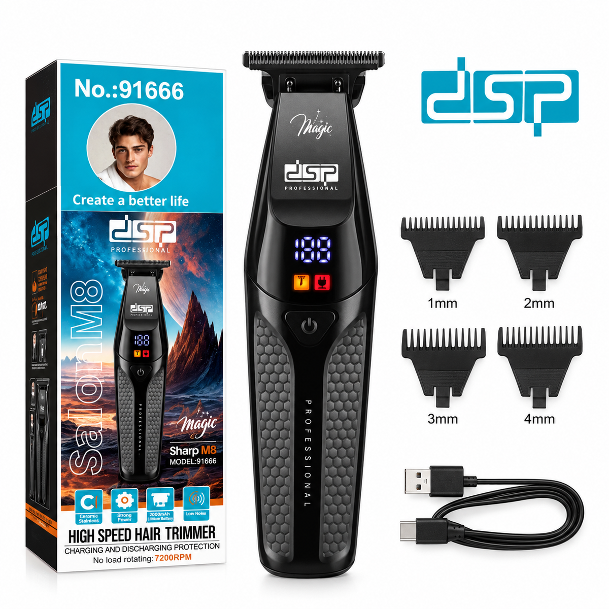 Tagliacapelli Trimmer Professionale DSP 91666 Senza Fili